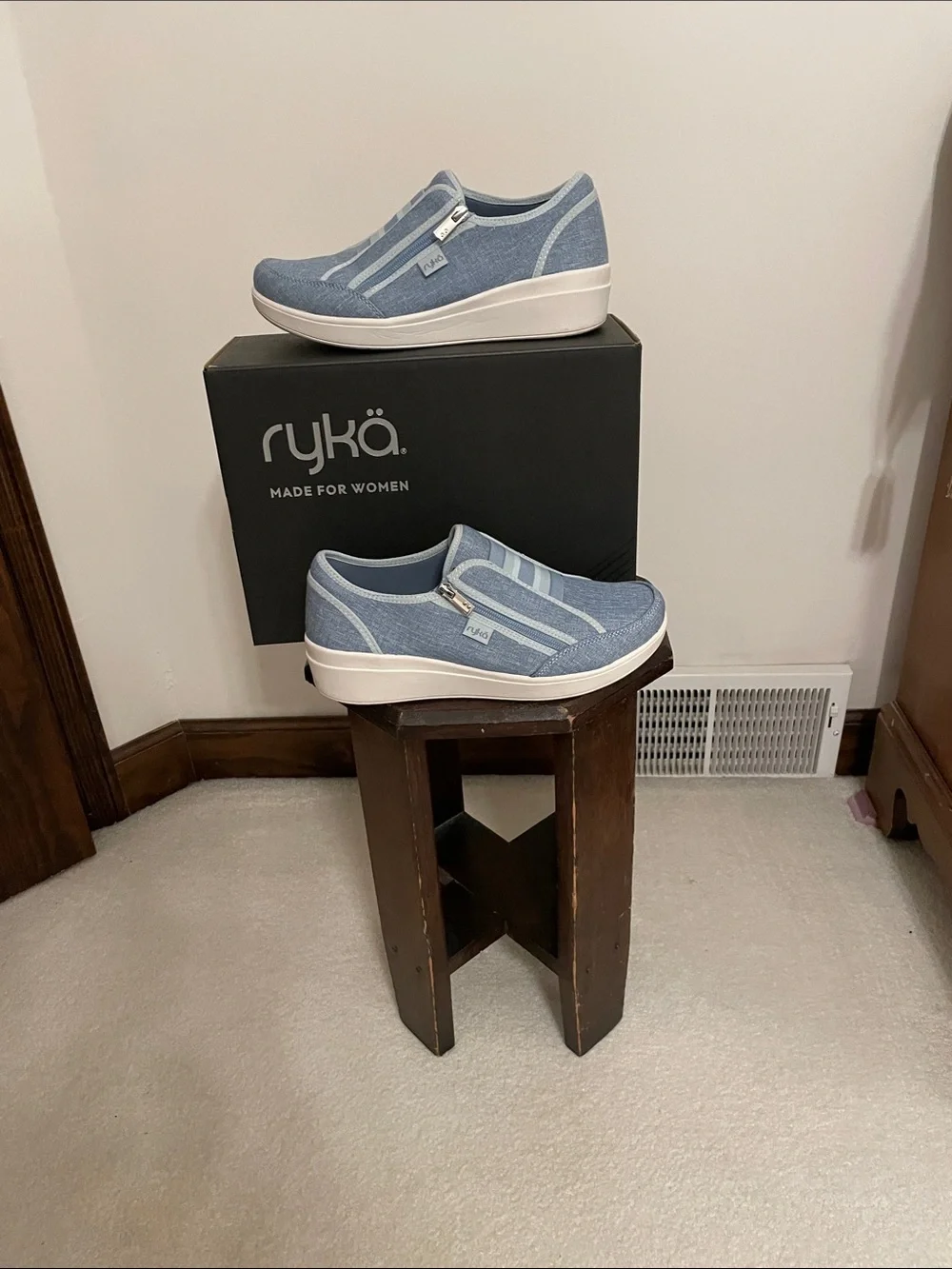 Ryka Women's Light Blue Slip-On Walking Sneakers